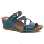 sandalias Dansko 4FJX122 Ana mujer cuero esmaltado verde azulado