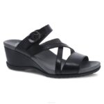 sandalias Dansko 4FJX123 Ana mujer cuero esmaltado negro
