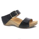 sandalias Dansko 4FJX81 tania mujer negro fresado bruñido
