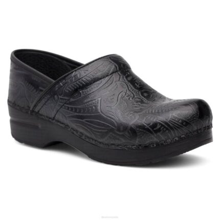 zuecos Dansko 4FJX242 amplio profesional mujer labrado negro